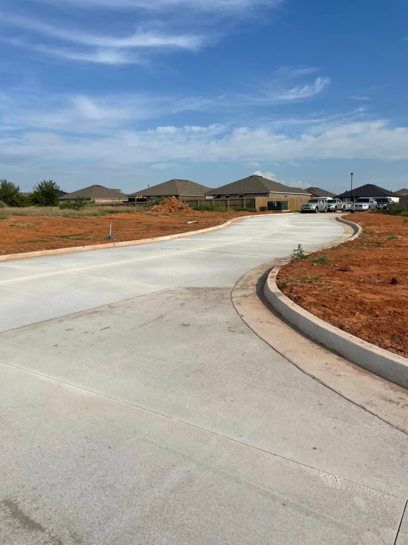 Concrete street finished subdivision