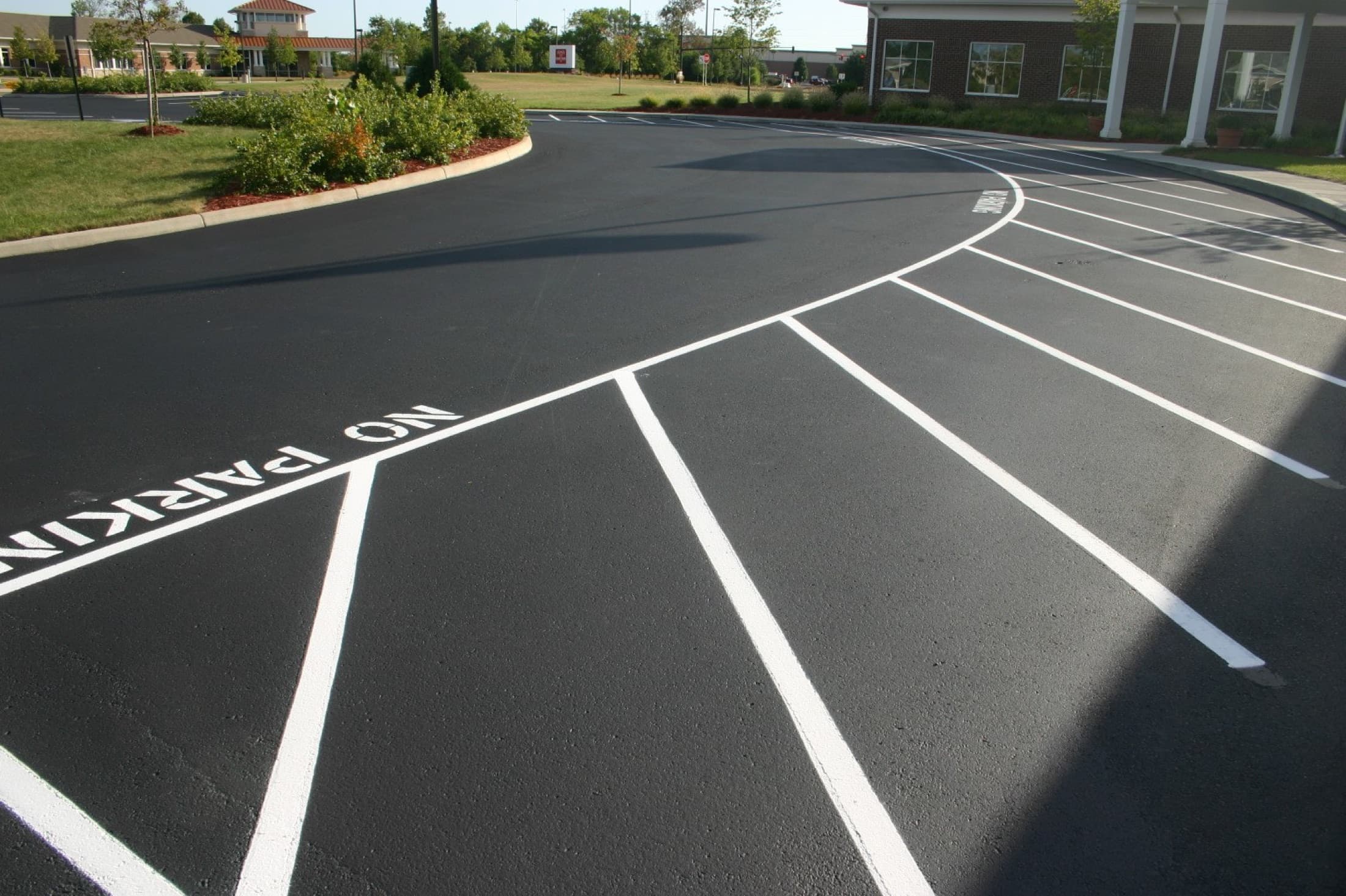 Parking lot striping fire lane