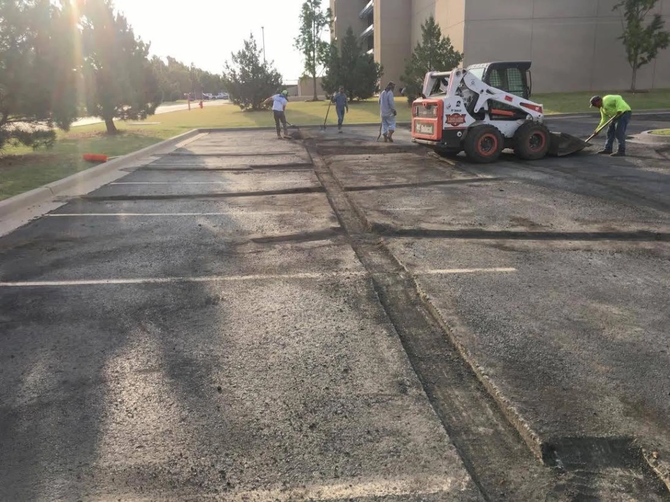 Milling a commercial parking lot ahead of an overlay